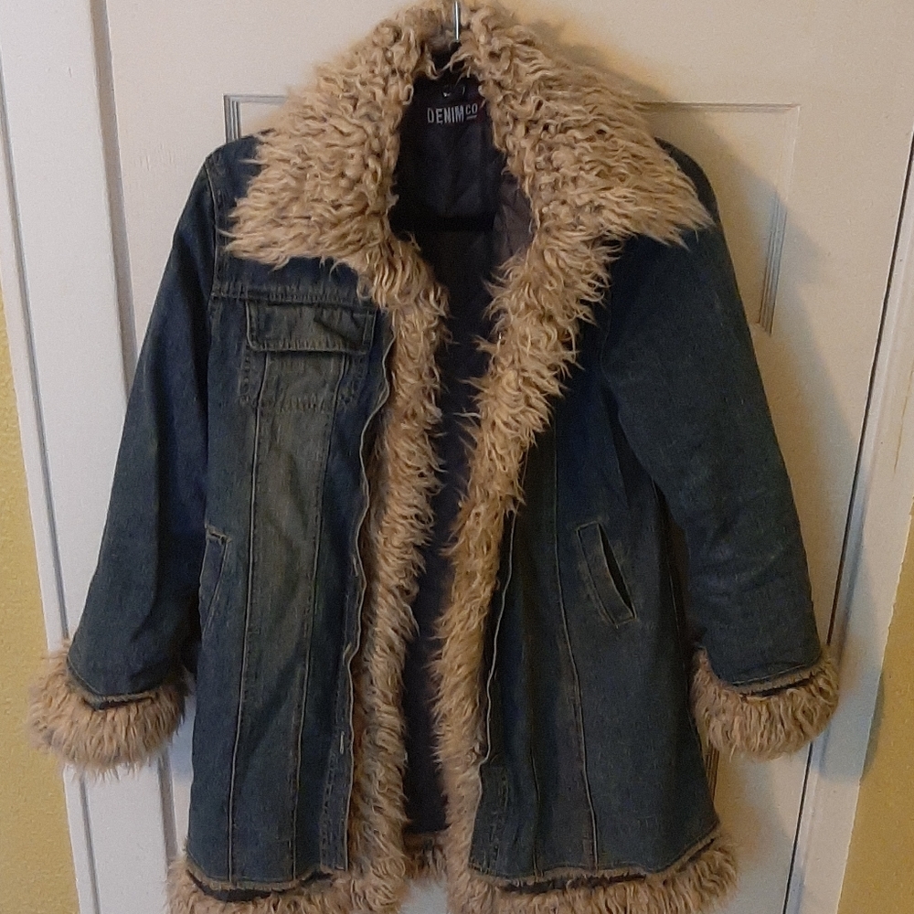FAUX FUR long jacket, Euro size 40